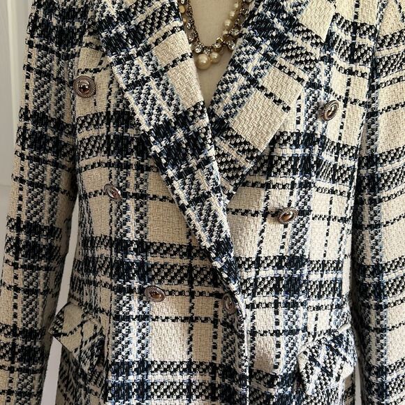 Primark Double Breasted Blazer in Navy and White size 12 - Picture 10 of 16